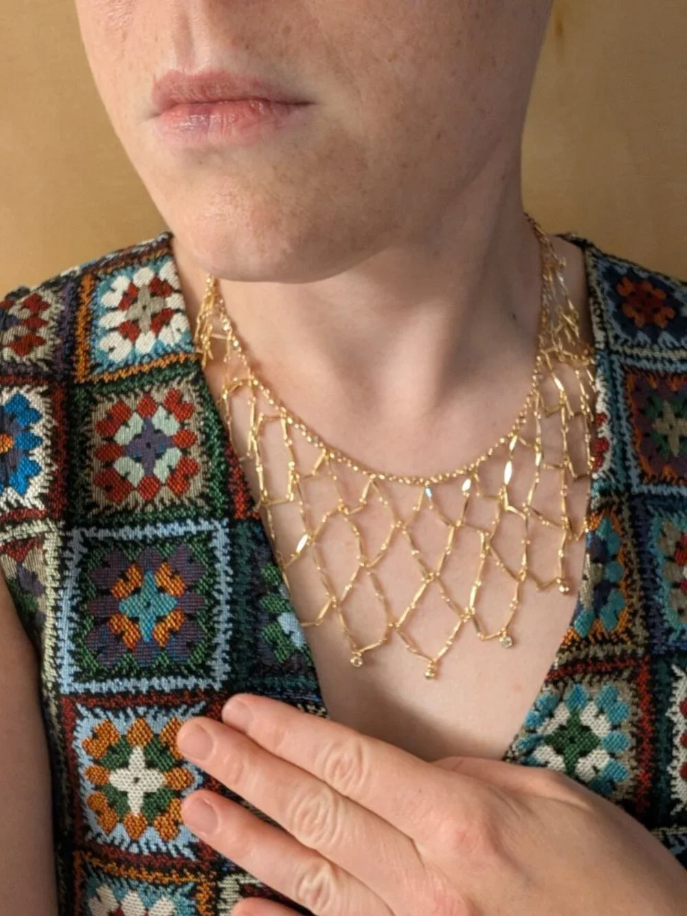 Anthropologie Nakamol Webbed Choker Necklace in Gold